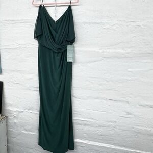 Dj-Jaz Long evening gown Forest Green Size 12 New With Tags Spaghetti Strap